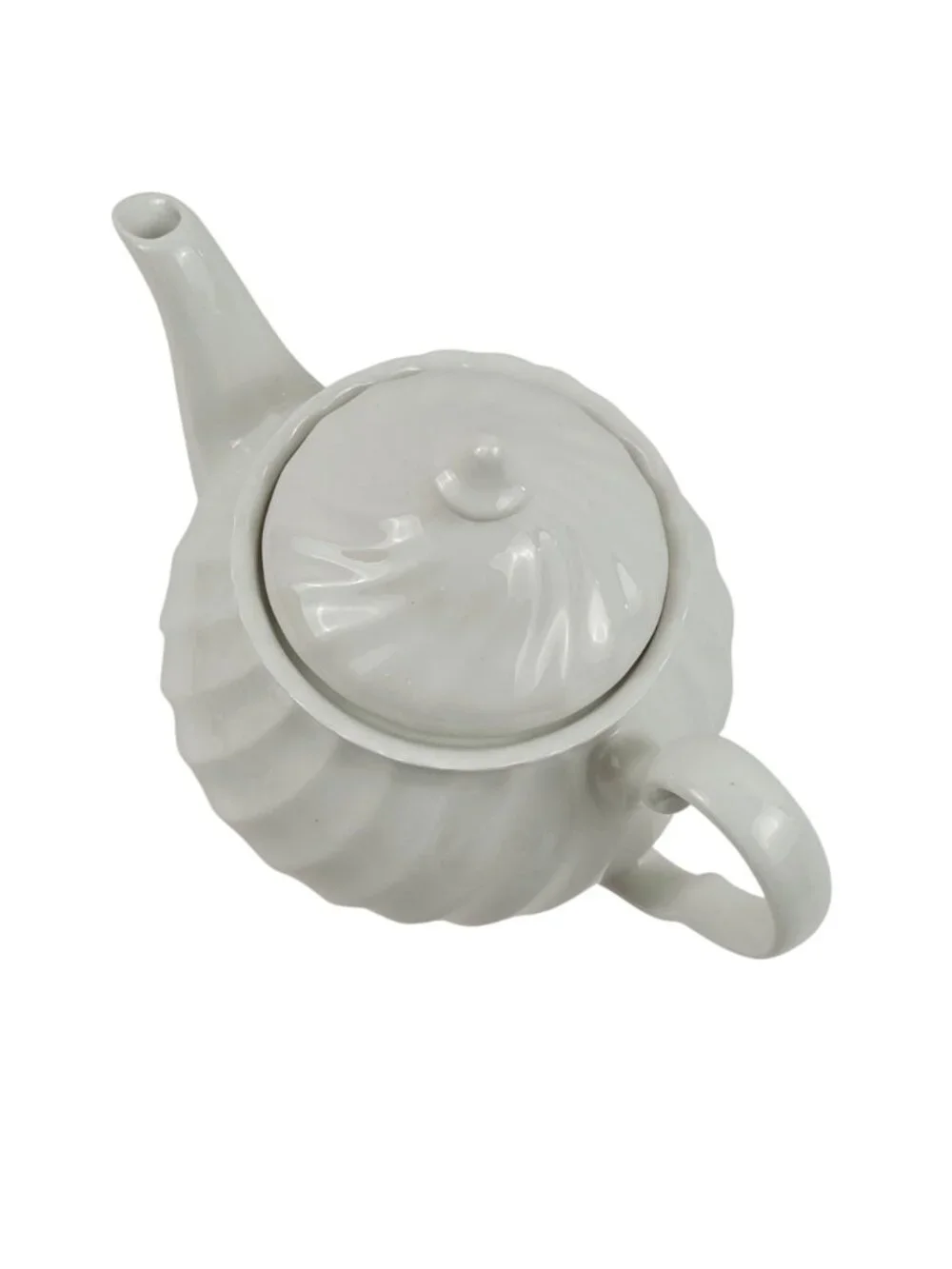 Johnson Brothers Regency Teapot White Swirl Design Lidded England Vintage